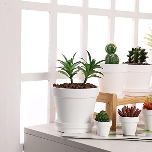 Terra Cotta Pots with Saucer- 6-Pack Large Terracotta Pot Clay Pots 5.5'' Clay Ceramic Pottery Planter Cactus Flower Pots Succulent Pot with Drainage Hole- for Plants,Crafts terra cotta planter(White) - Image 5
