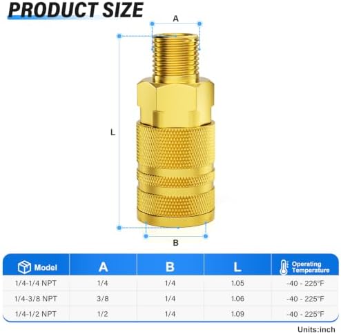 TAILONZ 1/4"MNPT M Style Quick Connect Industrial Air Coupler - Image 2