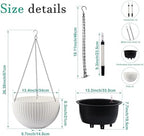 13.4 inch Self-Watering Hanging Planters, 13.4 Inch Rattan Style, White, 2 - Image 6