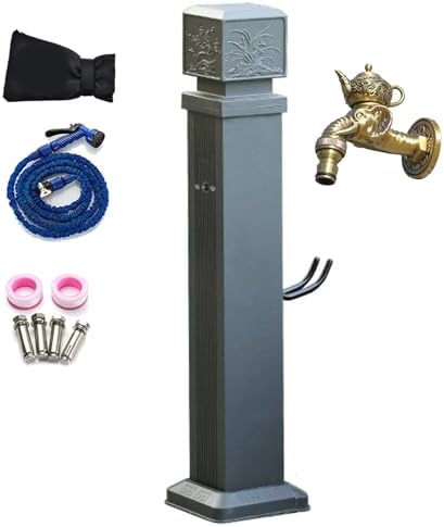 Outdoor Water Column with Faucet, Aluminum AlloyOutdoor Faucet Post, with Spray Gun and Hose, Dual Inlet Design for Backyard, Patio Irrigation by Unknown