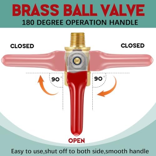 Lasnten 12 Pcs 1/8 Inch Heavy Duty Brass Npt Ball Valve Shut off Switch - Image 4