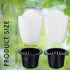 Yungyan 10 Sets 5" Self Watering Hanging Planter White Lazy Flower Pots Plastic Wall Propagation Window Wall Mount Planter with Hooks and Absorbent Cotton Ropes for Indoor Succulent Plants - Image 3