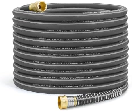 Flexible Rubber Garden Hose 100ft, 5/8" Hybrid Rubber Hose Heavy Duty by Wurzberge