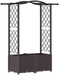 Raised Garden Bed with Trellis and Roof, Brown PP Planter Box by Unknown
