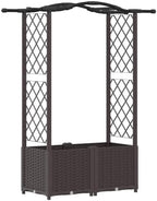 Raised Garden Bed with Trellis and Roof, Brown PP Planter Box by Unknown
