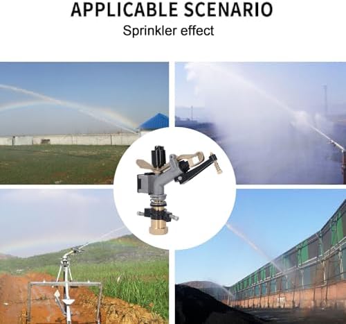 Brass Impact Sprinkler, DN25 1 Inch Heavy Duty Water Sprinkler Head Auto Rotating Large Area Misting Sprayer with Swing Arm Adjustable Agricultural Irrigation Sprayer for Yard Lawn - Image 3