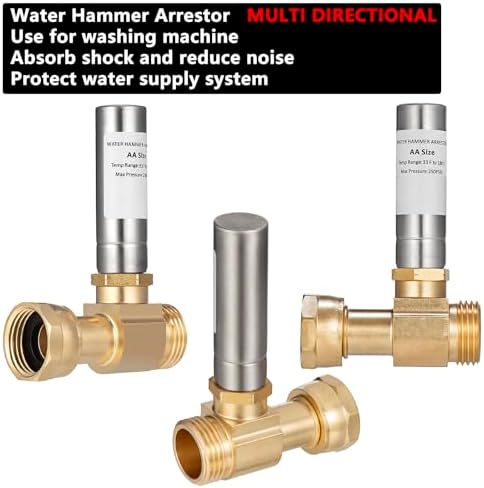 (2 Pack) Lidertik Water Hammer Arrestor for Washing Machine and 3/4 Inch Garden Hose, Stainless Steel Chamber and 2 More Washers, Absorb Shock and Reduce Noise LI-XYJSC-BXG-S(2 PCS) - Image 6