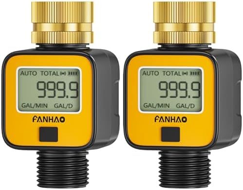 FANHAO 2 Pack Water Flow Meter with Brass Inlet+Professional Garden Hose Nozzle - Image 6