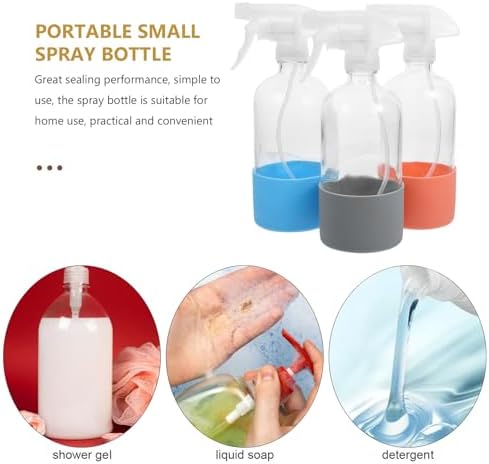 Tofficu 3pcs Reusable Glass Spray Bottles with Non-slip Silicone Base Fine Mist Sprayer for Plants and Flowers Heavy Duty Transparent Bottles for Gardening and Salon Use - Image 3