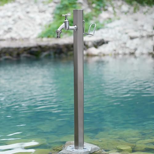 Freestanding Veal Garden Water Column with Faucet - Durable Outdoor Hose Holder for Patio & Backyard, Antifreeze Floor Mount Water Tap for Villas & Parks by Unknown