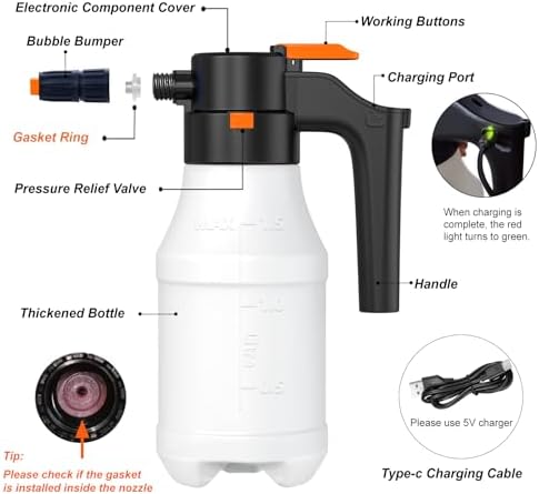 Electric Foam Sprayer with USB, Pressurized Sprayer for Car Washing - Image 3