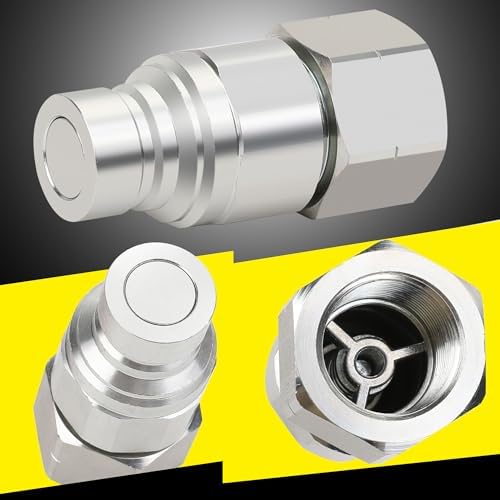 3/4’’ NPT Skid Steer Hydraulic Couplers, Bobcat Flat Face Quick Connect Fittings with 2PCS Dust Covers - Image 3
