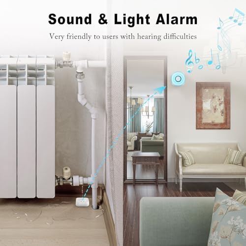 WiFi Water Sensors - 110dB Detector with Real-time APP Notifications | 5Pack Leak Alarm with Remote Control, 2.4G Sensors for Home - Image 3