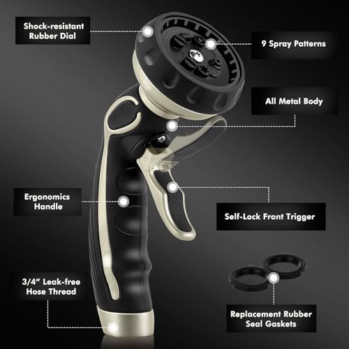 RESTMO Watering Wand Heavy Duty with 10 Spray Patterns, Heavy Duty Metal Water Hose Sprayer with 9 Spray Patterns, High Pressure | On/Off Valve, Ideal for Outdoor Lawn & Garden Watering, Car & Pet Was - Image 7