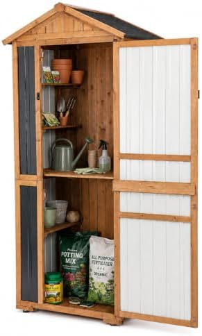 Ketive Outdoor Storage Cabinet Wooden Vertical Garden Tool Storage Shed by Ketive