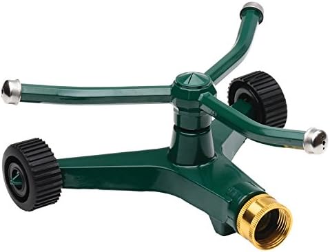Melnor Metal Revolving Sprinkler; 3-Arm Rotary with Wheeled Base , Green , 45' - 7000 by Melnor