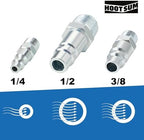 1/2” Air Hose Fittings Set, High Flow 4PCS I/M Industrial Type 1/2 Inch NPT Male Threads Size Plugs and 1PC Female Air Plug, Steel Air Compressor Accessories Quick Connect Fittings 300PSI (Pack of 2) - Image 4
