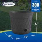 Suncast 4 Pack 14" x 12" Round Resin Decorative Weatherproof Outdoor Hideaway Standard Garden Hose Storage Pot with Drainage Holes, Gray - Image 3