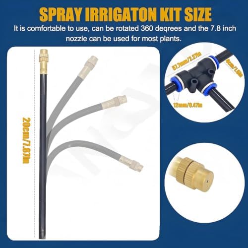 Drip Irrigation Kit for Plants, Quick Connector Watering System with Brass Misting Nozzles, Outdoor Sprinkler System for Lawn & Garden, 50m/164ft - Image 6