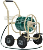 FDW Garden Hose Reel Cart, Water Hose Cart with 4 Wheels, Hold Up to 300 ft of 5/8’’ Hose，Heavy Duty Powder-Coated Steel Planting with Storage Basket, for Garden, Yard and Lawn by FDW