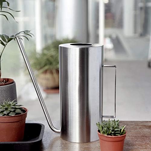 Steel Watering Can Metal Watering Pot Long Spout Garden Sprinkling Kettle Potted Plants with Handle for Outdoor Indoors House Plants 1500ml Silver - Image 2