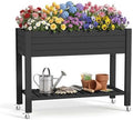 Vixzen Raised Garden Bed Outdoor,Reinforced Large Planter Box with Wheels & Storage Shelf,Mobile Planter Bed Box for Backyard, Patio, Balcony (Black, 21Gal（43.31"×17.72"×33.66"）) by Vixzen