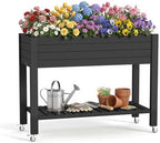 Vixzen Raised Garden Bed Outdoor,Reinforced Large Planter Box with Wheels & Storage Shelf,Mobile Planter Bed Box for Backyard, Patio, Balcony (Black, 21Gal（43.31"×17.72"×33.66"）) by Vixzen