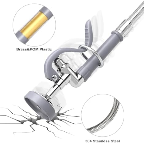 Pre Rinse Sprayer Commercial with 45” Stainless Steel Hose, 1.42 GPM Commercial Sink Sprayer, High-Pressure Dish Spray for Restaurant Use, Sink Spray Nozzle with Adapters (Gray) - Image 4