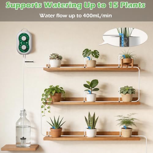 Automatic Drip Irrigation System for Garden with USB & Timer, 50FT Plant Watering Devices for 15 Pots, IP65 Waterproof 2200mAh Watering System for Indoor Outdoor Lawn Farm Greenhouse Balcony Patio - Image 5