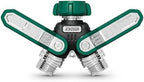 Garden Hose Splitter 2 Way, All-Metal Heavy Duty Water Spigot Splitter,with 3.68" Extra Long Handles, with Dual Shut-Off Valves, High Flow 3/4" GHT Outdoor Faucet Adapter,Green by Unknown
