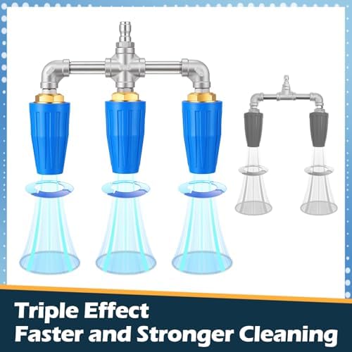 3-in-1 Turbo Nozzle Pressure Washer 4000 PSI 360° Rotating Turbo Nozzle with 1/4" Quick Connector 2.5 Orifice Triple Tips (Blue) - Image 5