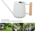 Indoor Watering Can with Long Spout, 16oz Metal Watering Can Plant Watering Can Mini Watering Can with Wood Handle for Indoor Plants, Bonsai Outdoor Garden Flower (White) - Image 3