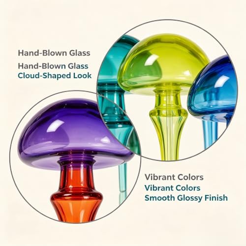 6 Pack Mushroom‑Shaped Glass Self‑Watering Balls, Decorative Automatic Plant Waterers, Slow‑Release Irrigation Bulbs for Indoor Outdoor Houseplants, Up to 5 Days Water Supply - Image 5