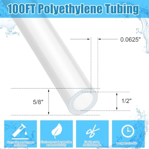 Nuanchu 100ft Polyethylene Tubing, 5/8" Od, 1/2" ID, 0.062" Wall, Transpare - Image 2