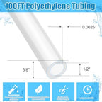 Nuanchu 100ft Polyethylene Tubing, 5/8" Od, 1/2" ID, 0.062" Wall, Transpare - Image 2