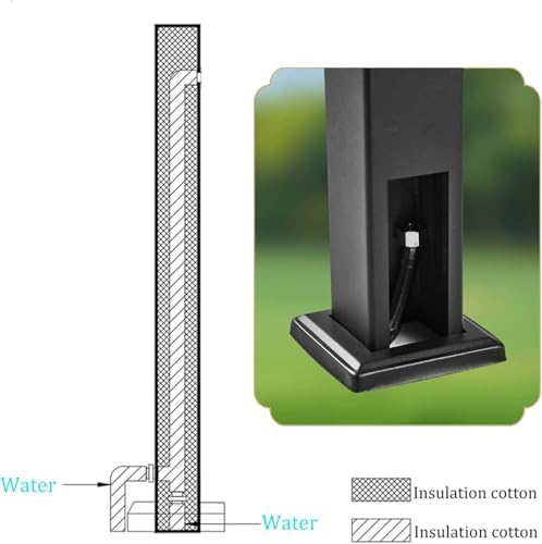 80CM Freestanding Hose Holder with Faucet – 304 Stainless Steel, Black Outdoor Frost-Proof Faucet Dispenser for Garden, Patio, Yard, Durable Watering Solution - Image 7