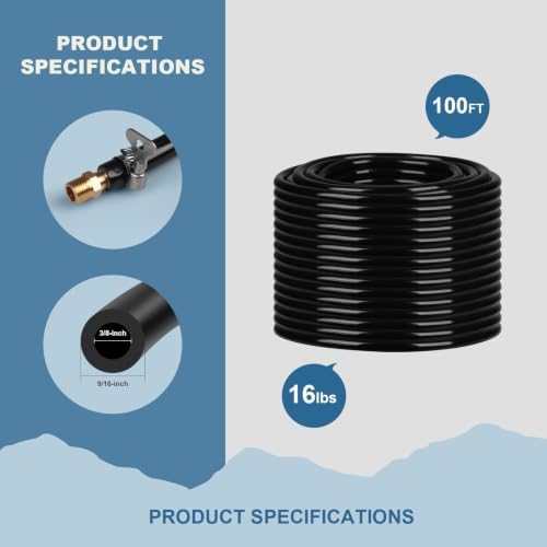 3/8 Inch Self Sinking Aeration Hose, 100 Feet Weighted Pond Aerator Hose Kit 8 Stainless Steel Hose Clamps and 4 Menders for Pond and Lake Aeration - Image 3