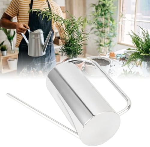 Watering Can, Indoor Metal Watering Can, Long Spout 1500ml Large Capacity Watering Kettle for Desk Office Plants (Stainless Steel Color Polished Brushed) - Image 5