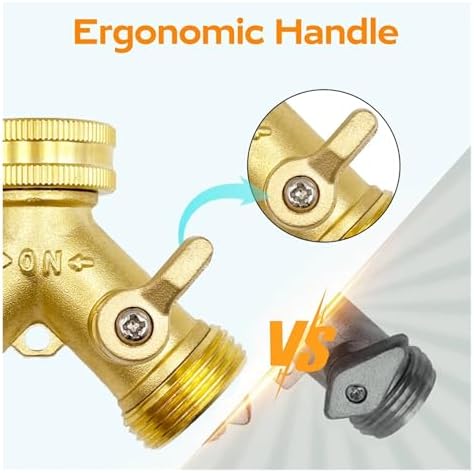 Garden Hose Quick Connect 3/4 Inch Brass Garden Hose Splitter Y-Type 2 Way Outdoor Faucet Connector - Image 4