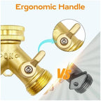Garden Hose Quick Connect 3/4 Inch Brass Garden Hose Splitter Y-Type 2 Way Outdoor Faucet Connector - Image 4