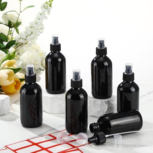 Norme 12 Pcs 8 oz Glass Spray Bottles, Funnels and Labels, Black, Stylish - Image 6