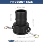 2Pcs Polypropylene Type C 3" x 3" Cam Lock Hose Fitting - Image 2