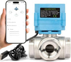 U.S. Solid 1 inch NPT WiFi Smart Motorized Ball Valve, NSF Certified Stainless Steel 3-Way 4-Position Electric Valve for Drinking Water, HVAC, Solar Bypass; USB Powered with LED Flow Window by USSolid