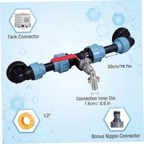 Heavy Duty Nickel-Plated Brass Rain Barrel Diverter Kit for 2 Barrels with PE Hose & Fittings Leak-Resistant Connector for IBC Tote Water Transfer - Image 6