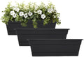 Bloem Dura Cotta 30" Plastic Window Box Planter with Saucer, Black, 3-Pack by Bloem