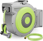 5/8" x 85 ft Retractable Garden Hose Reel, Wall Mount Retractable Water Hose with 10 Pattern Hose Nozzle, Any Length Lock/180° Swivel Automatic Hose Reels for Outside Garden Watering by MasterofGardenTools