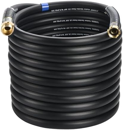5/8 IN. × 90FT. Heavy Duty Rubber Garden Hose, High Flow 5/8" I.D. Brass Fitting No Memory Durable Heavy Duty Water Hose for Watering, Irrigation, Water Transfer Pump by Flaronro