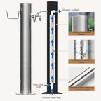 Floor Mounted Faucet Outdoor Water Pipe Vertical Fountain Irrigation Column,304 Stainless Steel Garden Water Column with Dual Faucet - Durable Freestanding Hose Stand, Anti-Freeze, 34x4in, I - Image 3