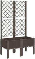 Garden Planter Box with Trellis Brown PP 31.5x15.7x55.9 Inch by Favemtsl