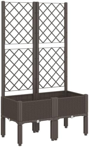 Garden Planter Box with Trellis Brown PP 31.5x15.7x55.9 Inch by Favemtsl